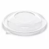 Clear round domed PET bowl lid with a raised centre and circular clip-on rim