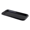 Empty narrow black rectangular platter base with a raised outer rim