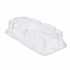 Clear narrow rectangular platter lid with a raised top and moulded side panels