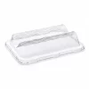 Clear rectangular sandwich platter lid with raised peaked ridges and a clip-on rim
