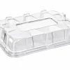 Clear rectangular domed platter lid with moulded side panels and a clip-on rim