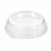 Clear round domed platter lid with a clip-on rim and moulded side panels