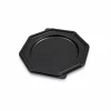 Empty black octagonal platter base with a shallow raised rim