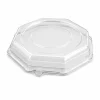 Clear octagonal platter lid with a raised flat top and clip-on rim