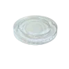 Clear round portion pot lid with a recessed centre and moulded clip-on edge