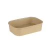 Empty rectangular brown kraft deli bowl with rounded corners