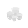 Clear Ocho food pots shown in different capacities