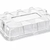 Extra large clear rectangular domed platter lid with a ridged outer rim