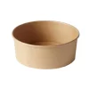 Empty round brown kraft deli bowl with a wide rim