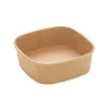 Empty square brown kraft deli bowl with rounded corners